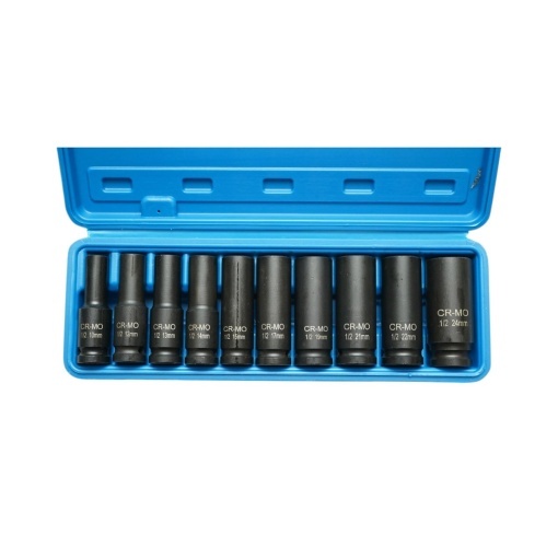 Trusa chei tubulare de impact lungi 10-24mm, patrat 1/2 inch Cr-Mo 10 piese Breckner Germany - Img 3