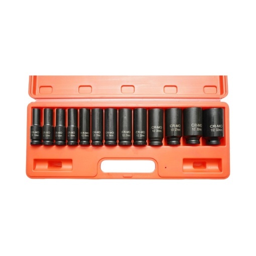 Trusa chei tubulare de impact lungi 10-32mm, patrat 1/2 inch Cr-Mo 13 piese Breckner Germany - Img 3