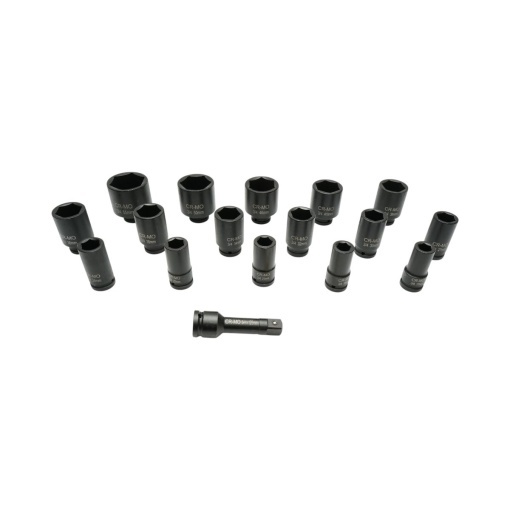 Trusa chei tubulare de impact lungi 17-55mm, prelungitor 125mm, patrat 3/4 inch Cr-Mo 17 piese Breckner Germany - Img 2