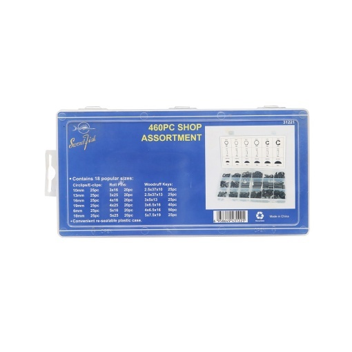 Trusa sigurante exterioare tip C, E, stifturi elastice si pene semicerc Woodruff 460 piese - Img 3