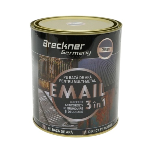 Vopsea email anticoroziva 3 in 1 cenusiu pentru metal 750g, direct pe rugina, pe baza de apa Breckner Germany - Img 2