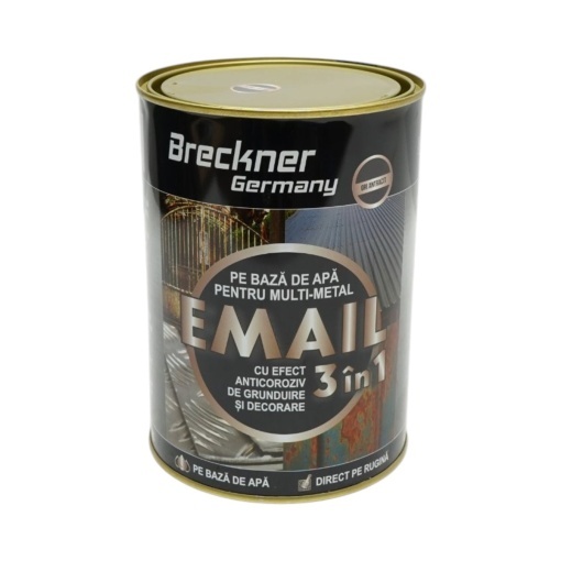 Vopsea email anticoroziva 3 in 1 gri antracit RAL 7016 pentru metal 2kg, direct pe rugina, pe baza de apa Breckner Germany - Img 2