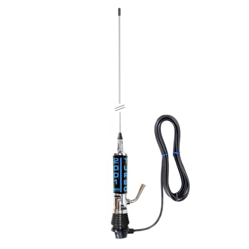 Antena CB LEMM Turbo 2001 Classic AT2001C, lungime 200 cm, castig 6.5dB, 26-28.5MHz, 2000W, montura fixa, cablu RG58 4m, fabricat in Italia