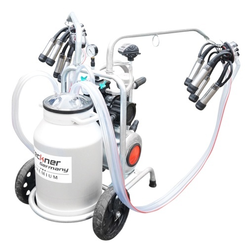 Aparat de muls vaci cu grup colector 160cc sasiu galvanizat bidon aluminiu 40L 2 posturi Breckner Germany - Img 5