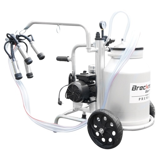 Aparat de muls vaci cu grup colector 160cc, sasiu galvanizat, bidon aluminiu 30L, 1 post, pahar inox Breckner Germany - Img 8