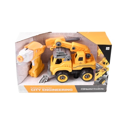 Autospeciala macara cu telecomanda jucarie de constructie care se monteaza DIY - Img 3