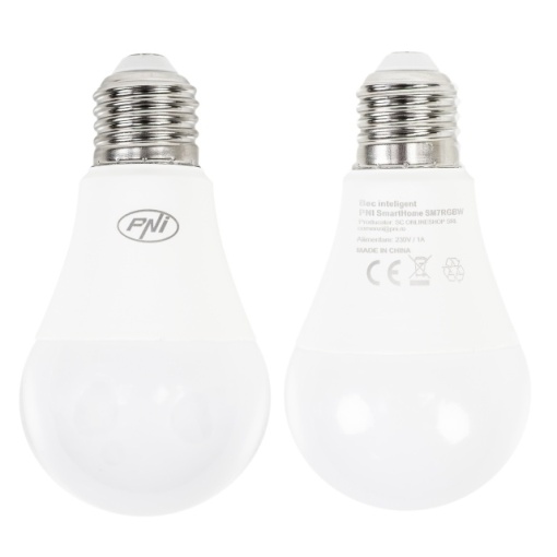 Bec inteligent PNI SmartHome SM7RGBW LED 7W lumina RGBW reglabila, programabil WiFi, control prin internet, App Tuya Smart, compatibil Amazon Alexa si Google Home - Img 2