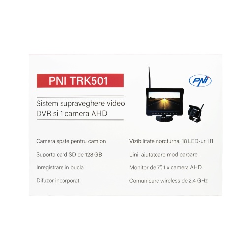 Camera de mers inapoi si monitor LCD wireless PNI TRK501 cu functie DVR, slot card micro SD, LED-uri IR, pentru camion - Img 12