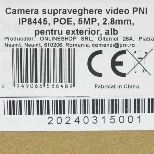 Camera supraveghere video PNI IP515J POE, bullet 5MP, 2.8mm, pentru exterior, alb - Img 2