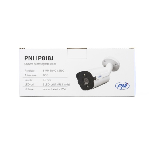 Camera supraveghere video PNI IP818J, POE, bullet 8MP, black light, lentila 2.8mm, pentru exterior, alb - Img 7