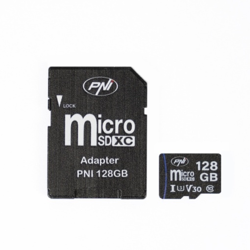 Card de memorie MicroSD PNI 128GB cu adaptor SD, Clasa 10, 80 Mb/s, V30 - Img 3