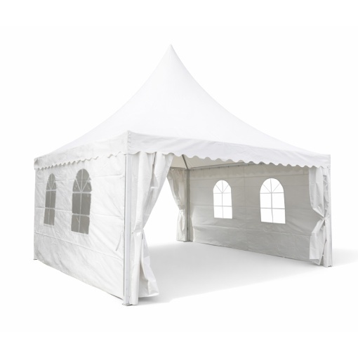 Cort evenimente pavilion tip pagoda 5x5m, alb impermeabil UV, acoperis PVC 750g/m2, cadru otel-aluminiu 48x48x2.5mm - Img 5