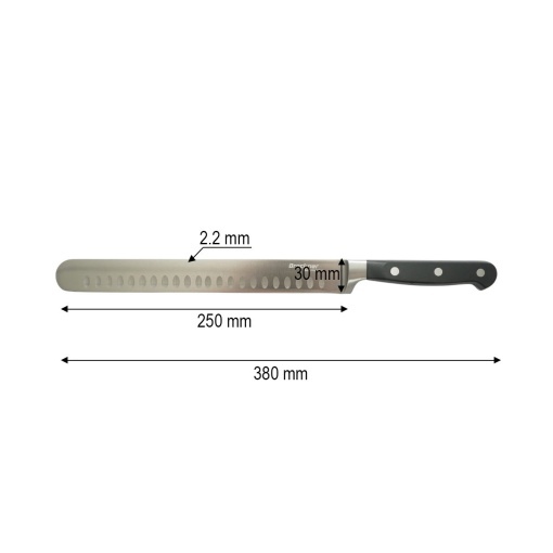 Cutit feliat profesional 25cm, lama alveolata otel 5Cr15MoV, maner ABS negru Breckner Germany - Img 4