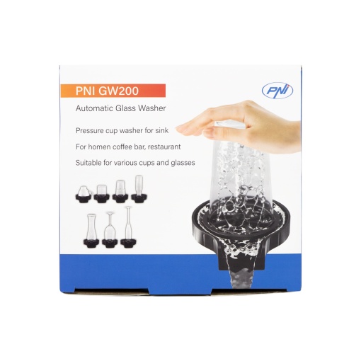 Dispozitiv spalare pahare PNI GW200 pentru bar, restaurant, bucatarie, clatire si spalare rapida, jet cu presiune, racord flexibil inclus, plastic ABS si otel inoxidabil, negru - Img 6