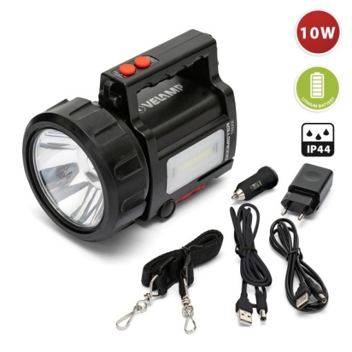DOOMSTER TREKK: Proiector LED reincarcabil 10W cu doua laterale tip lanterna. Power bank USB