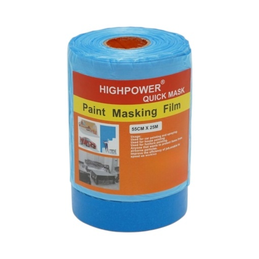 Folie protectie vopsit si zugravit cu banda adeziva albastra 550mm x 25m HighPower - Img 2