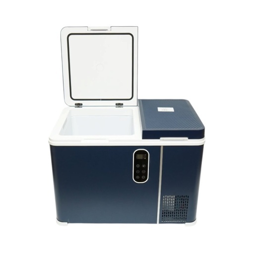 Frigider auto 45L cu compresor 12V-24V-220V, 45W, afisaj LCD, zona dubla de racire, albastru 616x386x451mm - Img 3