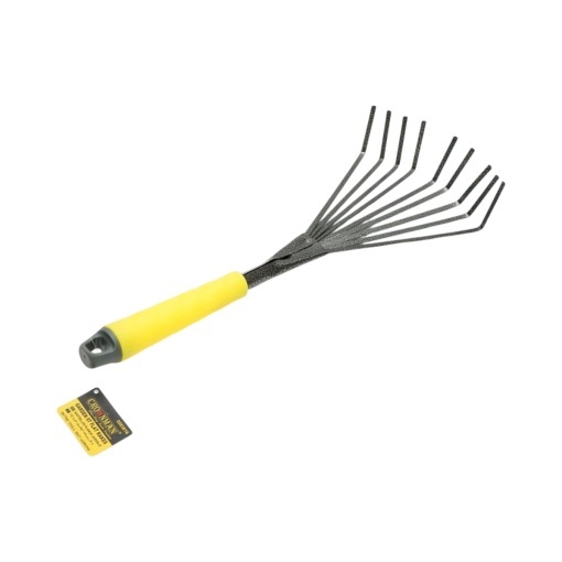 Grebla de gradina evantai cu 9 dinti flexibili din otel carbon 145x350mm, maner ergonomic PP Crownman - Img 4