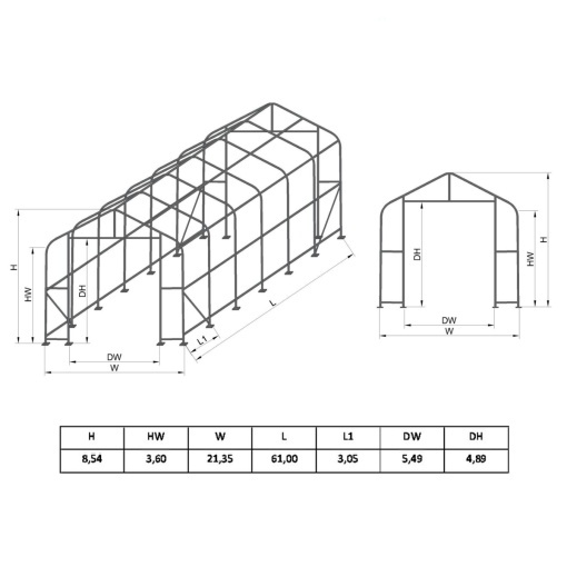 Hala industriala din PVC, lungime 61m, latime 21.35m, inaltime 8.54m cu structura de rezistenta metalica - Img 3