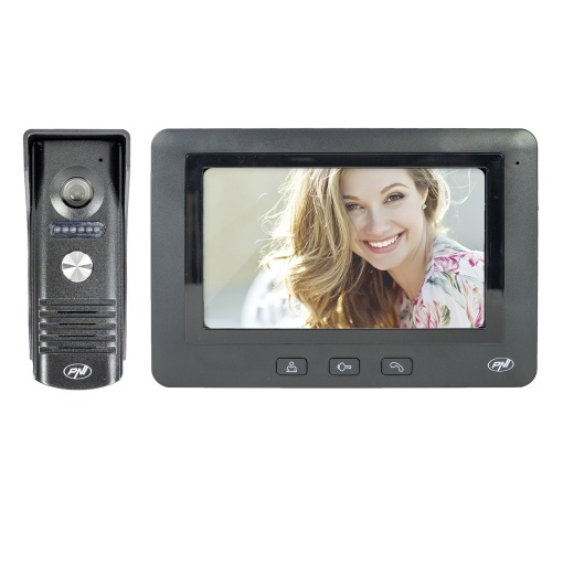 Interfon video PNI DF930 cu 1 monitor, ecran LCD 7 inch, 800x480, iesire yala electromagnetica, negru - Img 5