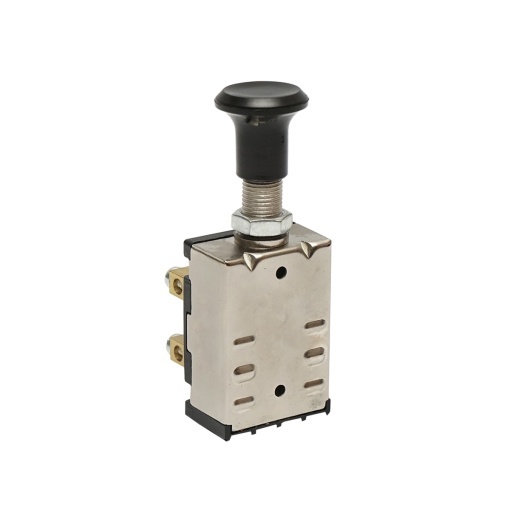 Intrerupator scurt on-off 12V/5A pull switch cu piulita prindere metalica Breckner Germany - Img 2