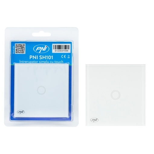 Intrerupator simplu cu touch PNI SH101 din sticla, alb cu LED indicator - Img 6