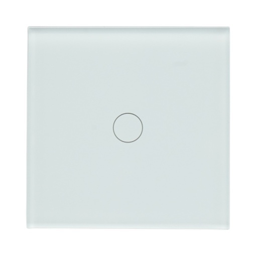 Intrerupator touch alb simplu 220V, indicator luminos, rama sticla 86x86x34mm - Img 2