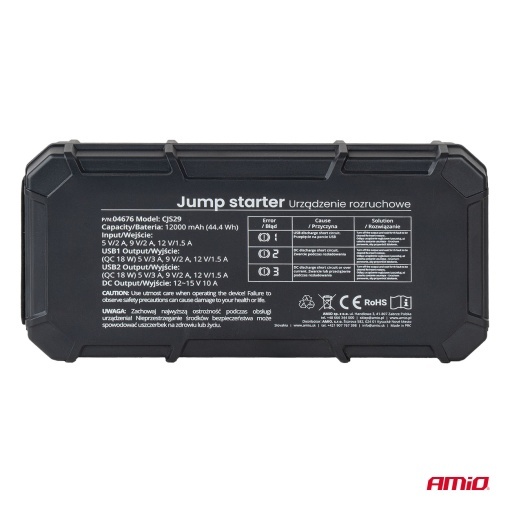 Jump Starter baterie externa 12V 12Ah 1000A Amio - Img 6