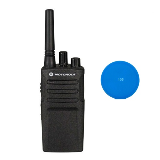 Kit Statie radio profesionala PMR portabila Motorola XT420, 0.5W, 446 MHz, 16 canale, 2100mAh Li-Ion IP55 cu sticky Pad Blue inclus