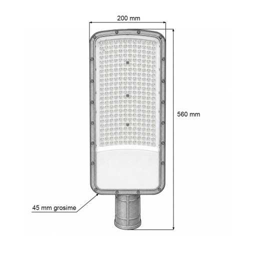 Lampa iluminat stradal LED 200W, 100-265V, 6500K, 28000lm cu prindere pe stalp 560x200x45mm IP66 Breckner Germany - Img 5