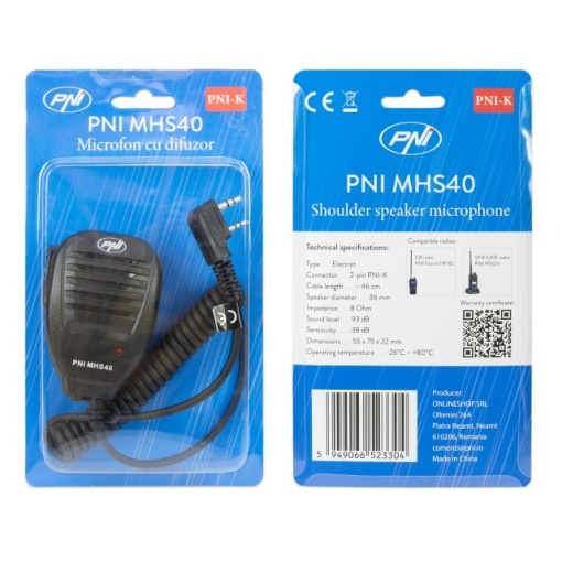 Microfon cu difuzor PNI MHS40 cu 2 pini tip PNI-K, compatibil cu statii PMR, VHF/UHF - Img 4