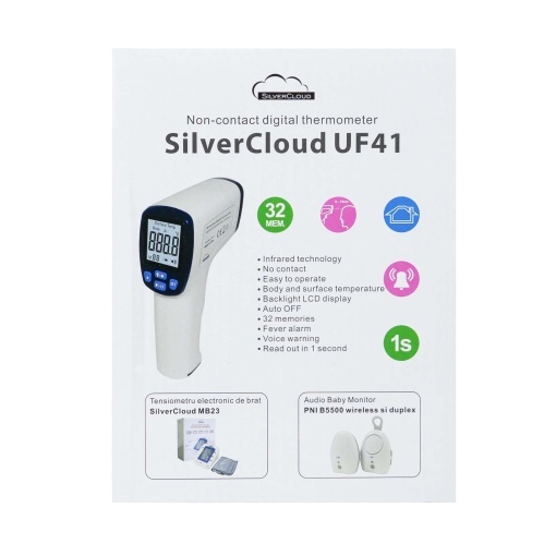 Pachet Termometru digital SilverCloud UF41 pentru corp si suprafete cu sticky Pad Drapel inclus - Img 7