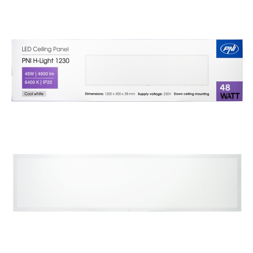 Panou LED PNI H-Light 1230 48W, 1200x300mm, 4800lm, 6400K, de interior, incastrabil, alb rece - Img 8