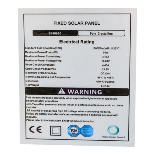 Panou solar 75W policristalin 670x770x25mm - Img 5