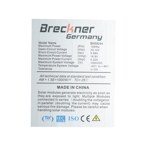 Panou solar fotovoltaic 100W polycristalin 1200x550x30mm Breckner Germany - Img 4