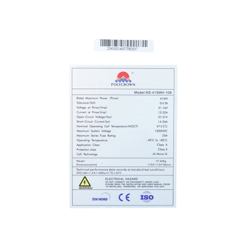 Panou solar Polycrown 415W fotovoltaic, mono 1724x1134x30mm - Img 4