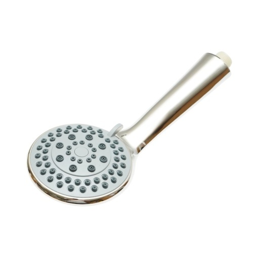 Para de dus baie rotunda, 5 functii, duze silicon, crom lucios, plastic 105x240mm - Img 2