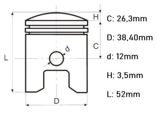 Piston ATV 4T 110cc 52.4mm - Img 2