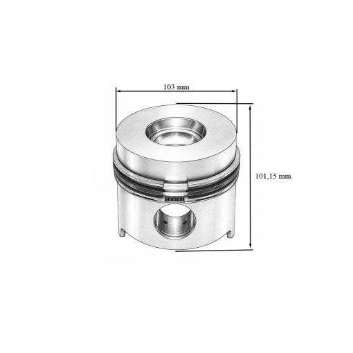 Piston motor echipat Ø103mm Fiat cu segmenti 2.5x2.5x4mm, bolt 34mm si sigurante cod OEM OEM 1909234+1901395 - Img 3