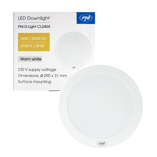 Plafoniera LED PNI D-Light CL2424 24W, rotunda 29 cm, 2700K, alimentare 230V, 2640 lm, alb cald - Img 3