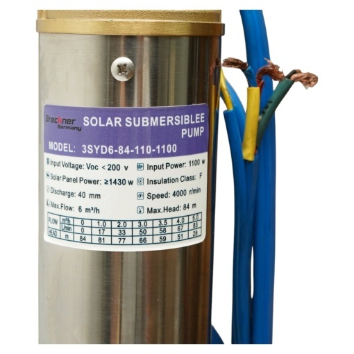 Pompa apa submersibila solara inox 1100W, 110V, D76mm, debit 6 m3/h, brushless, controler MPPT, inaltime refulare 84m 3SYD6-84-110-1100 Breckner Germany - Img 14