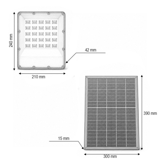 Proiector LED 400W, 6500K cu panou solar bifacial 40W, baterie LiFePO4 20000mAh si telecomanda IP66 Breckner Germany - Img 4