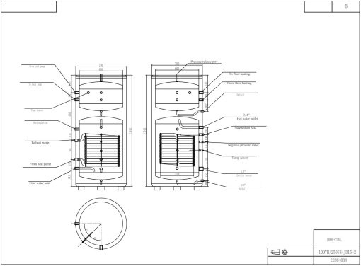 Puffer 100L, Boiler 250L apa calda presurizat 3KW, 220V pentru pompe de caldura SPRSUN - Img 5