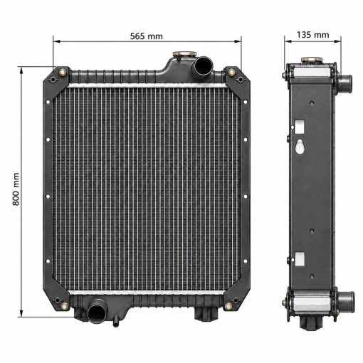 Radiator racire apa Case IH, New Holland, Ford 800x565x135mm cod OEM 87352191, 82033791, 82038687, 87306753, 82028246, 82033523 - Img 2