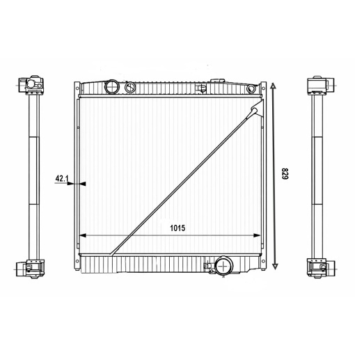 Radiator racire apa motor Mercedes-Benz Actros, Actros MP2, MP3 cu rama 829x1015x42.1mm cod OEM 9425001203, 9425002303, 9425002803, 9425002903, 39425001203 - Img 7