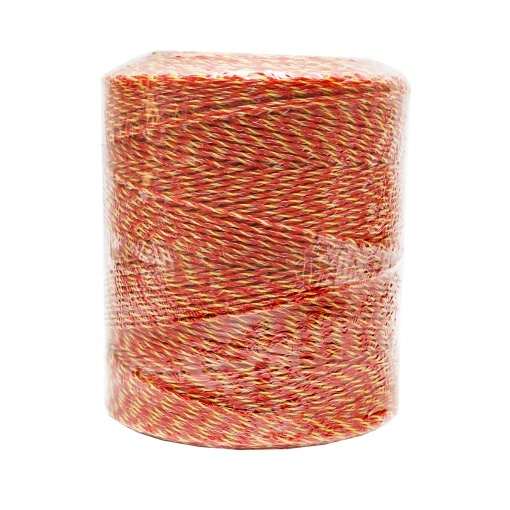 Rola fir galben-rosu fi 2mm insertie metalica 6x0.15mm SS, rezistenta 8 Ohm/m, 1000m gard electric Mezofarm - Img 4