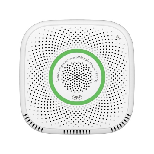 Senzor de gaz wireless PNI SafeHouse HS201, control din aplicatia Tuya Smart, alimentare 230V, prompt vocal, alarma sonora si vizuala, iesire electrovalva