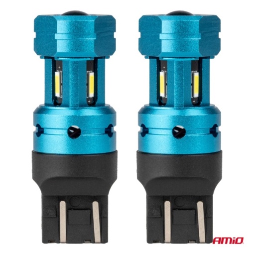 Set 2 becuri auto LED CANBUS alb T20 7443 W21/5W 4SMD 1860 12V 24V - Img 2