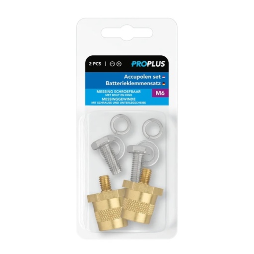 Set borne baterie (+) si (-) filet alama M6 cu surub - Img 5