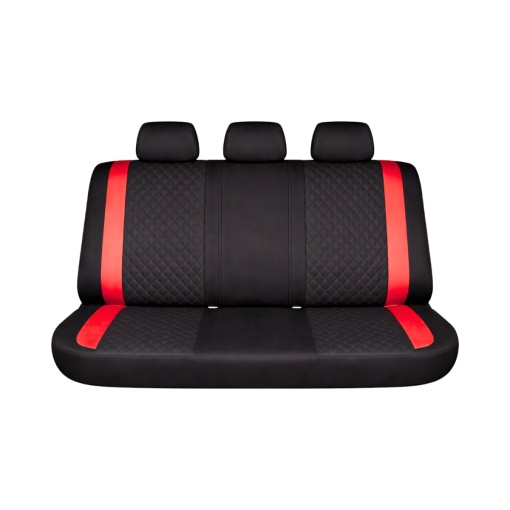 Set huse scaune auto universale negru-rosu Diamond, piele ecologica matlasata 9 piese - Img 3